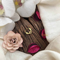 Vriksham Royal Pear With Star Shape Gold-Toned With Red Septum Ring-G20456