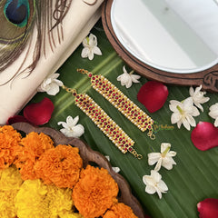 Vriksham Gold Look Chandrika Traditional Kemp Maatil- Red-Pearl-G19665