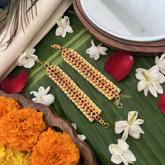 Vriksham Gold Look Chandrika Traditional Kemp Maatil- Red-Pearl-G19665