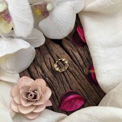 Vriksham Designer 7 Floral Gold-Toned With Red,Green & White Kundan Septum Ring-G20446