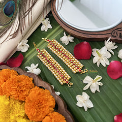 Vriksham Gold Look Traditional Kemp Maatil- Red Gold-Pearl-G19669