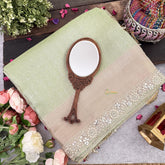 Vriksham Pista With Pearl Lace Katan Tanchoi Tissue Saree-VS4501