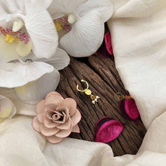 Vriksham Pear Style Golden Kundan Jadau Septum Ring-Blue-Pearl-J3753