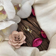 Vriksham Pear Style Golden Kundan Jadau Septum Ring-White-Pearl-J3754