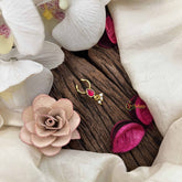 Vriksham Pear Style Golden Kundan Jadau Septum Ring-Red-Pearl-J3752