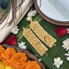 Vriksham Gold Look Double Line Traditional Kemp Maatil- Red White-Pearl-G19668