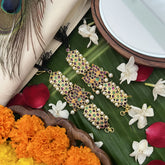 Vriksham Gold Look Lotus Style Traditional Kemp Maatil-Red Green-Pearl-G19743