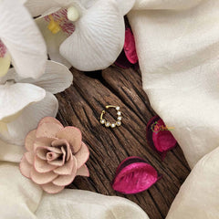 Vriksham Classic Leaf Shape Gold-Toned With White Kundan Septum Ring-G20449