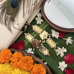 Vriksham Gold Look Lotus Style Traditional Kemp Maatil-Red Green-Pearl-G19743