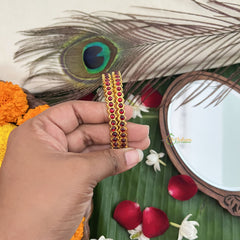 Vriksham Traditional Kemp Premium Red Green Kemp Bangle-Red-G19707