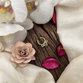 Vriksham Traditional Indian Gold Filigree Septum Ring-Red Green-G20435