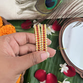 Vriksham Traditional Kemp Premium Double Red Kemp Bangle-Pearl-G19710