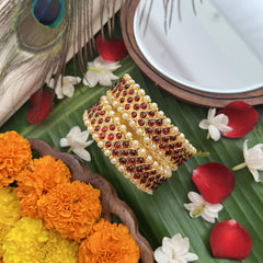 Vriksham Traditional Kemp Premium Red Kemp Bangle-Pearl-G19709