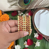 Vriksham Traditional Kemp Premium Red Kemp Bangle-Pearl-G19709