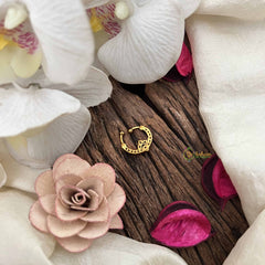 Vriksham Antique Pear Gold-Toned With Red Kundan Center Floral Septum Ring-G20443