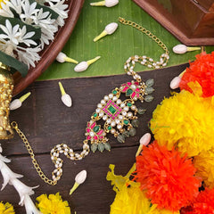 Vrikshamv Square Style With Lotus Kundan Jadau Choker-Race Pearls Bead-J4032