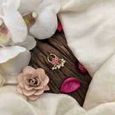 Vriksham Statement Floral Style With Pearl Drops Gold Finish Septum Ring-Red-G20440