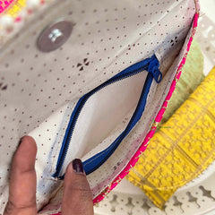 Vriksham Return Gift Hand Bags-Bandhani Royale Clutch Purse With Square Thread Work 6 Pieces Set-RG362