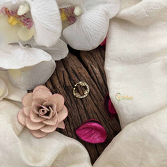 Vriksham Unique Floral Shape Gold-Toned With White Septum Ring-G20459