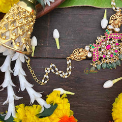 Vrikshamv Unique Style Peacock Kundan Jadau Choker-Rice Pearls Bead-J4031