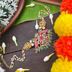 Vrikshamv Unique Style Peacock Kundan Jadau Choker-Rice Pearls Bead-J4031