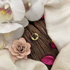 Vriksham Unique Floral Shape Gold-Toned With Red Septum Ring-Green Red & White-G20468