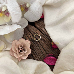 Vriksham Unique Floral Shape Gold-Toned With Red White Septum Ring-G20458