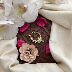 Vriksham Sparkling Leaf Style Nath -Bridal Nathni with AD Stones Press Naths/Nose Pin-G19765