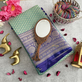 Vriksham Peacock Green Katan Tanchoi Tissue Silk Saree-VS4491