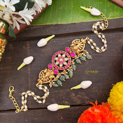 Vriksham Simple Floral Design Kundan Jadau Choker-Rice Pearls Bead-J4042