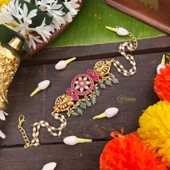 Vriksham Simple Floral Design Kundan Jadau Choker-Rice Pearls Bead-J4042