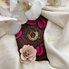 Vriksham Bridal Leaf Style Nathni with CZ Stones Press Naths/Nose Pin-Gold-G19761