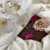 Vriksham Unique Floral Jadau Kundan Nath-Pearls-White Red-J3272