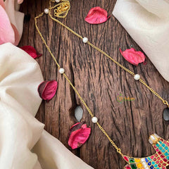 Vriksham Handcrafted Multi Color Stone Garudbenda Eagle With Pearl Accents Pendant Necklace-J4206