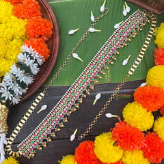 Vriksham Unique Bridal Floral Design Kundan Jadau Guttapusalu Hip chain-Gold Bead-J4047