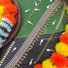 Vriksham Unique Bridal Floral Design Kundan Jadau Guttapusalu Hip chain-Gold Bead-J4047