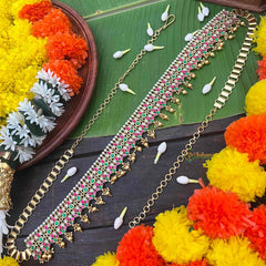 Vriksham Unique Bridal Floral Design Kundan Jadau Guttapusalu Hip chain-Gold Bead-J4047