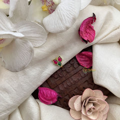 Vriksham Floral Jadau Kundan Nath-Red Green-J3264