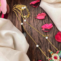 Vriksham Alabaster Garudabenda Handcrafted Bird Motif Statement Multi Color With Pearl Accents Pendant Necklace-J4208