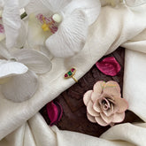 Vriksham Designer Jadau Kundan Nath-Red Green-J3267