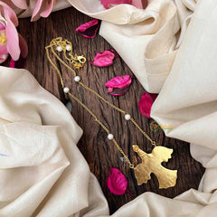 Vriksham Alabaster Garudabenda Handcrafted Bird Motif Statement Multi Color With Pearl Accents Pendant Necklace-J4208