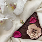 Vriksham Unique Floral Jadau Kundan Nath-Red Green-J3273