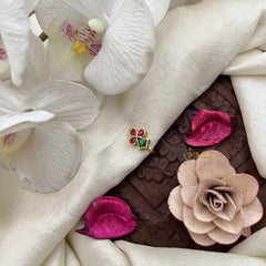 Vriksham Unique Floral Jadau Kundan Nath-Red Green-J3273