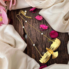 Vriksham Modern GandaBenda Bird Multi Color Kundan Jadau With Delicate Pearl Chain Pendant Necklace-J4210