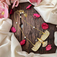Vriksham Modern GandaBenda Bird Necklace With Delicate Pearl Chain Pendant Necklace-J4209