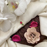 Vriksham Antique Tear Drop With Circle Jadau Kundan Nath-Red Green-J3276