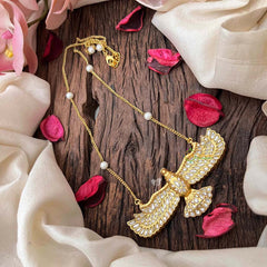 Vriksham Modern GandaBenda Bird Necklace With Delicate Pearl Chain Pendant Necklace-J4209