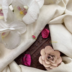 Vriksham Elegant Tear Drop Jadau Kundan Nath-Red-J3401