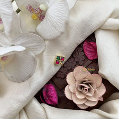 Vriksham 3 Square Jadau Kundan Nath-Red Green-J3278