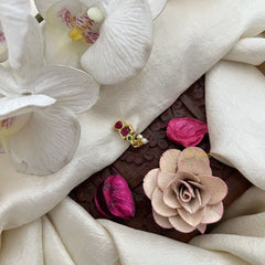 Vriksham Unique Jadau Kundan Nath-Red Green-Tear Drop, Oval & Square-J3279